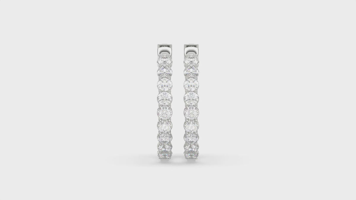 Inside-Out Round Diamond Hoop Earrings 5 ct, 10K White Gold, video