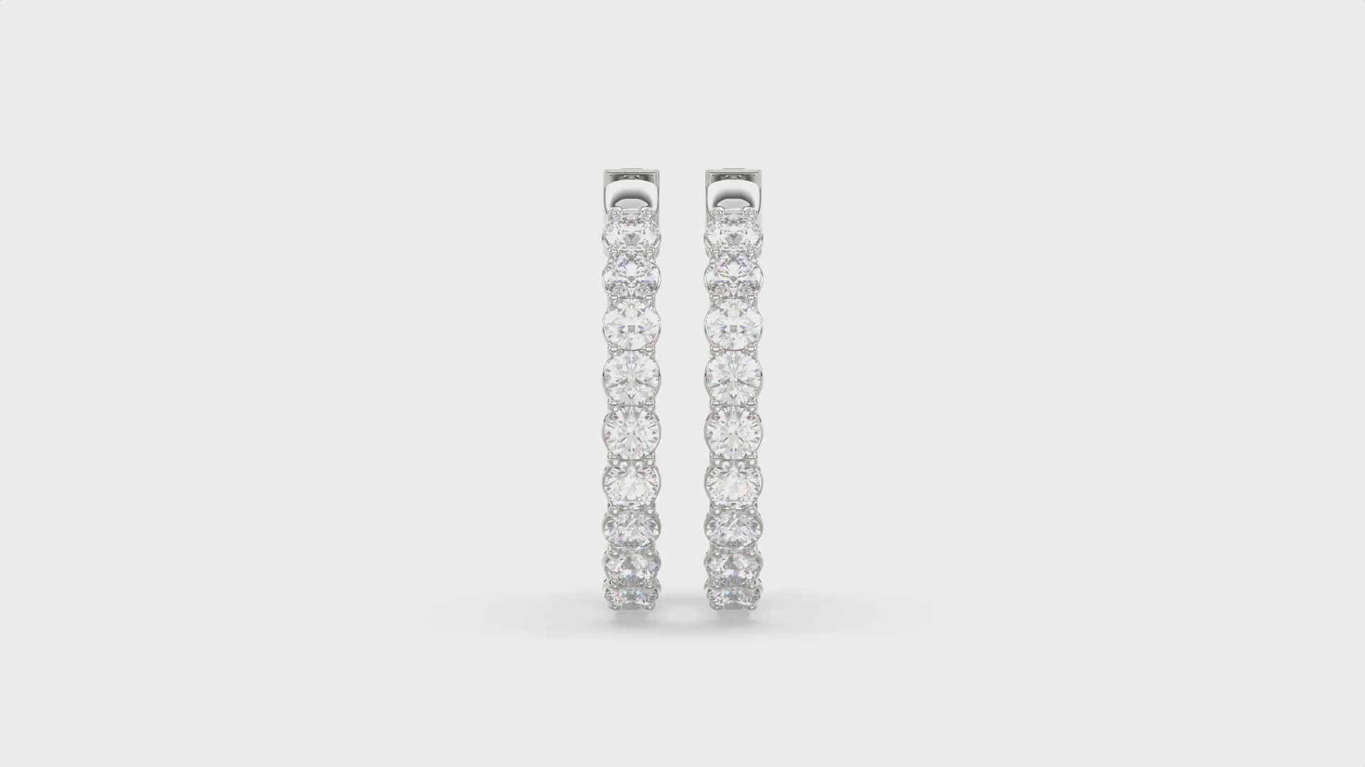 Inside-Out Round Diamond Hoop Earrings 5 ct, 10K White Gold, video