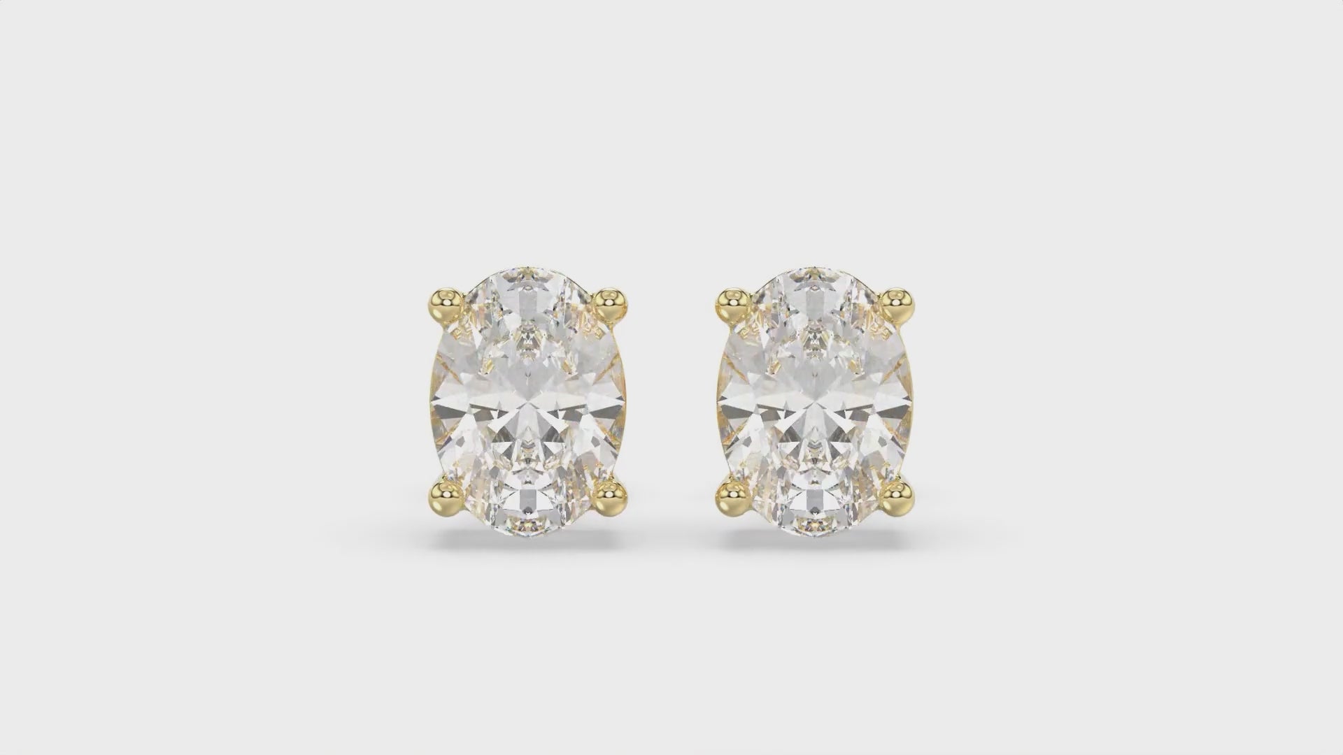 4-Prong Basket Oval Diamond Stud Earrings 2.5 ct, 10K Yellow Gold, video