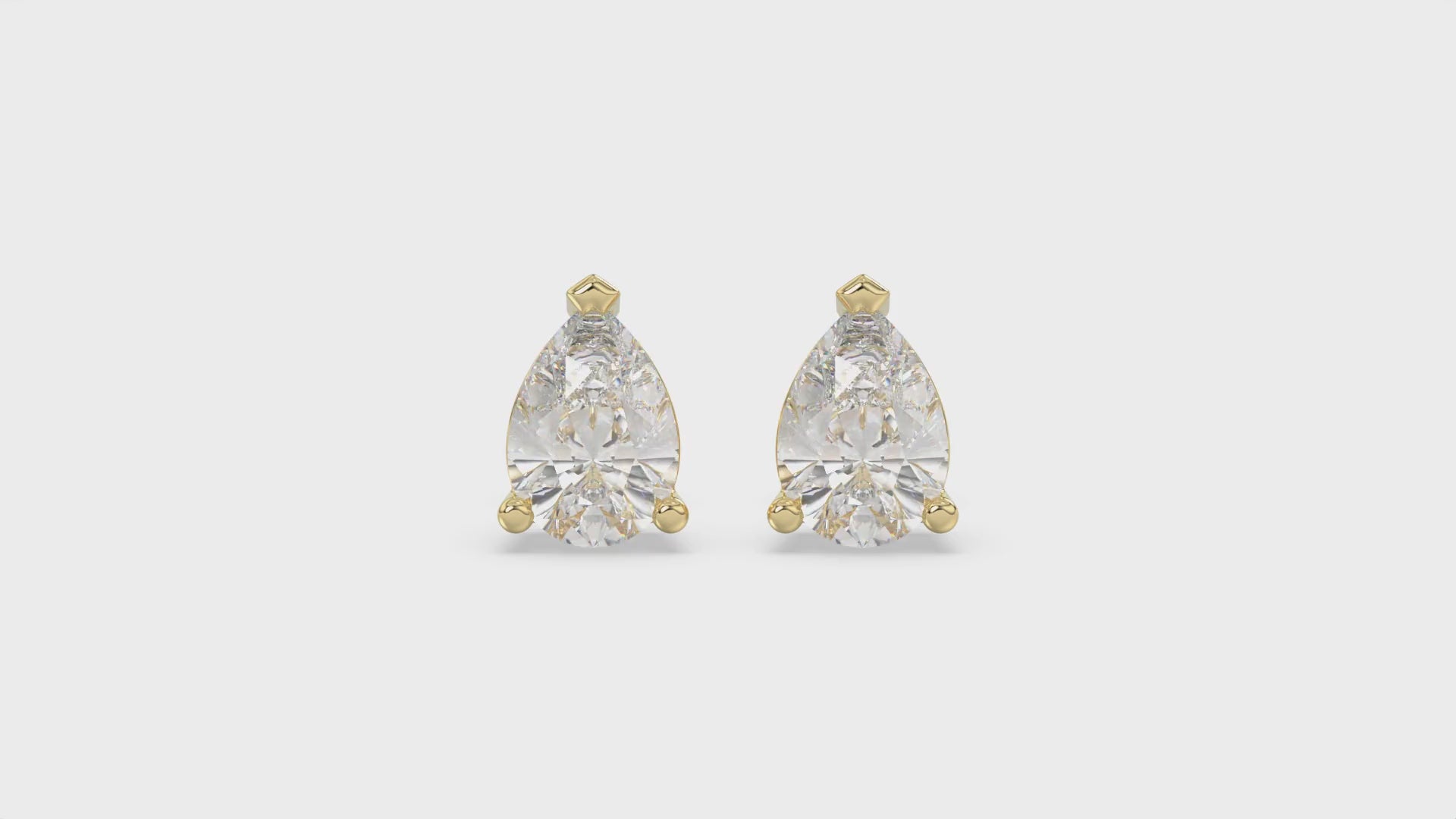 3-Prong Basket Pear Diamond Stud Earrings 3 ct, 10K Yellow Gold, video