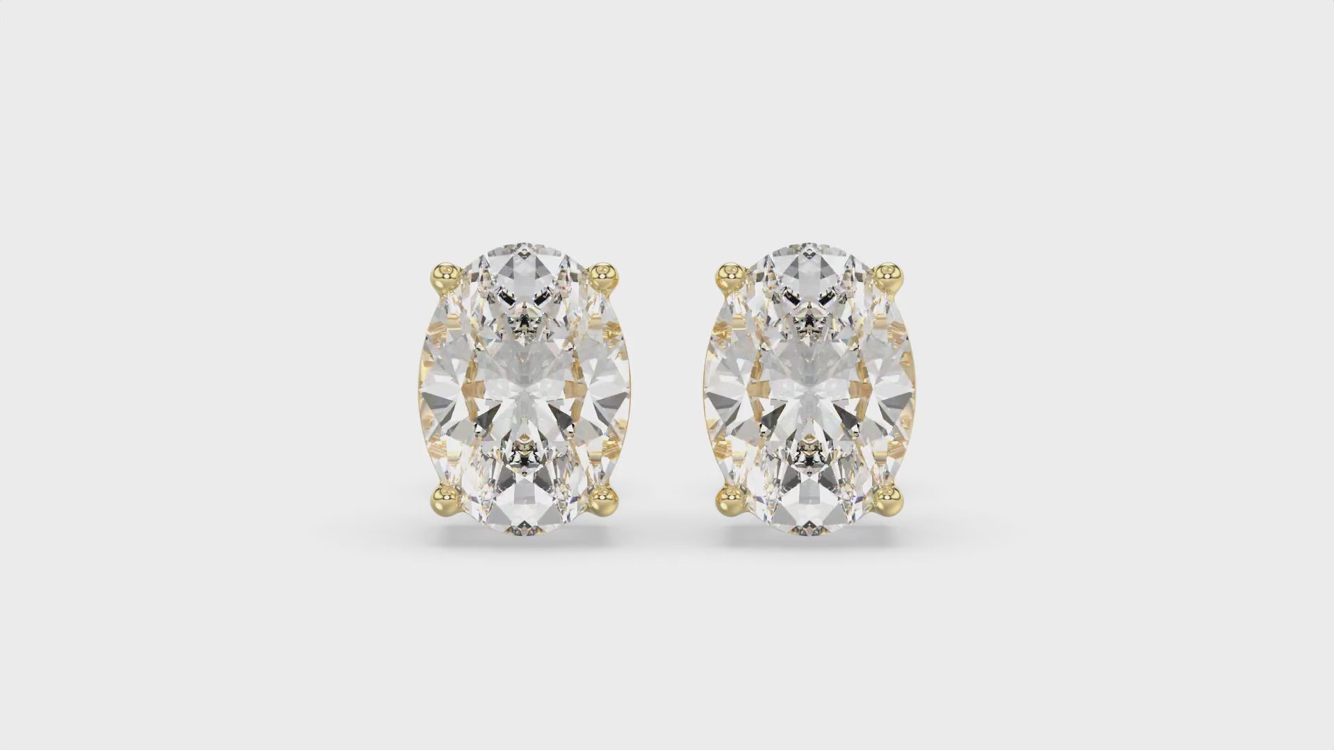 4-Prong Basket Oval Diamond Stud Earrings 4 ct, 10K Yellow Gold, video