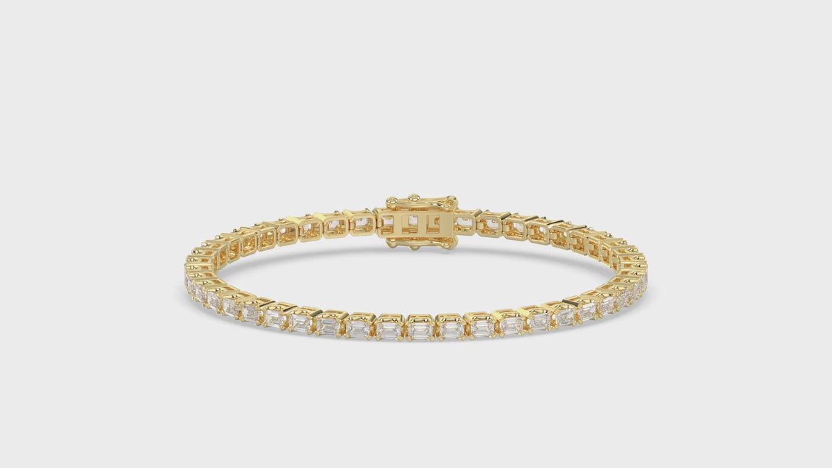 Classic 4 Prong Emerald Cut Diamond Tennis Bracelet approx. 4.5 ct, 10K Yellow Gold, video