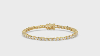 Classic 4 Prong Emerald Cut Diamond Tennis Bracelet approx. 4.5 ct, 10K Yellow Gold, video