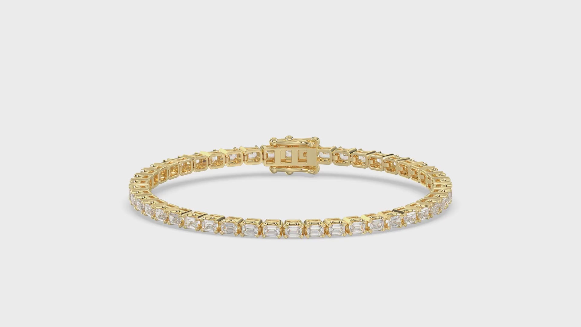 Classic 4 Prong Emerald Cut Diamond Tennis Bracelet approx. 4.5 ct, 10K Yellow Gold, video