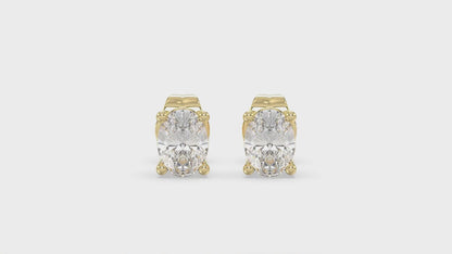 4-Prong Basket Oval Diamond Stud Earrings 1.5 ct, 10K Yellow Gold, video