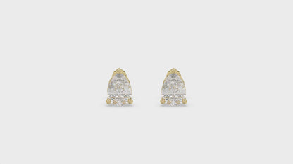3-Prong Basket Pear Diamond Stud Earrings 2 ct, 10K Yellow Gold, video