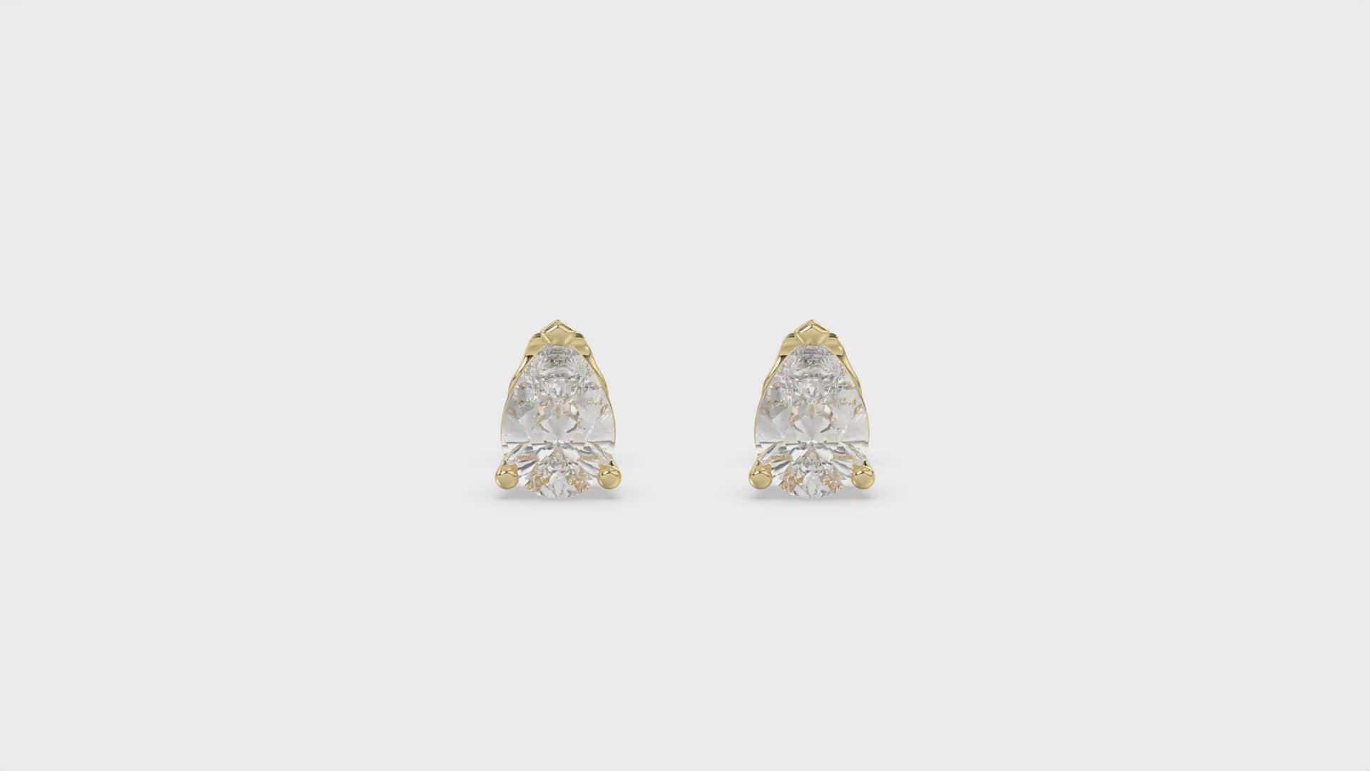 3-Prong Basket Pear Diamond Stud Earrings 2 ct, 10K Yellow Gold, video