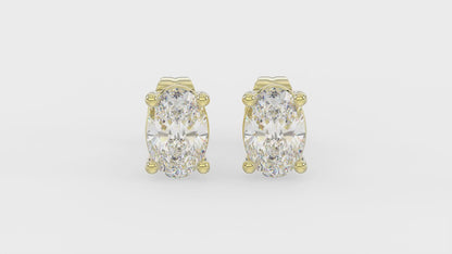 4-Prong Basket Oval Diamond Stud Earrings 1 ct, 10K Yellow Gold, video