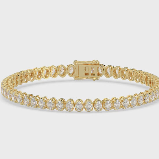 Classic 4 Prong Oval Diamond Tennis Bracelet approx. 5 ct, 10K Yellow Gold, video