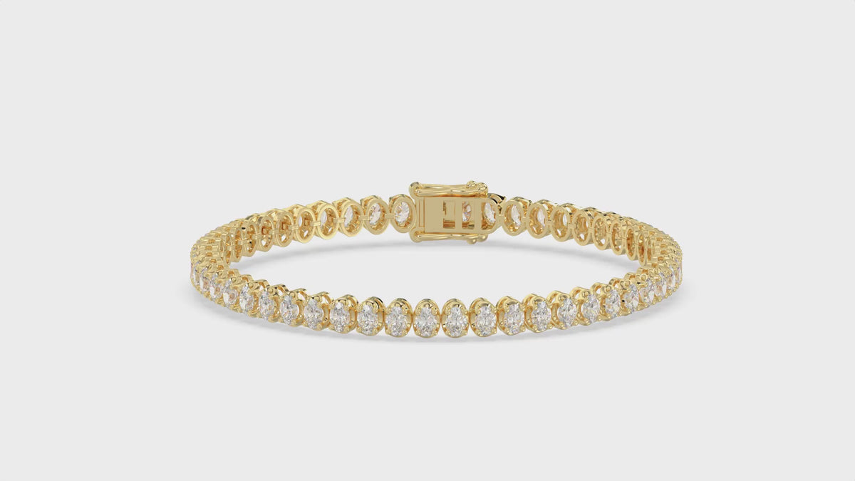 Classic 4 Prong Oval Diamond Tennis Bracelet approx. 5 ct, 10K Yellow Gold, video