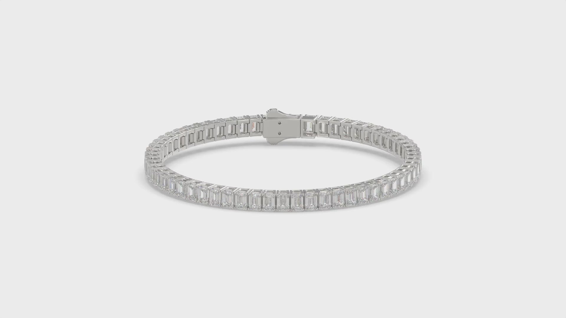 Classic 4 Prong Emerald Cut Diamond Tennis Bracelet approx. 9 ct, 10K White Gold, video