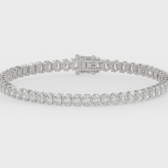 Classic 2 Prong Oval Diamond Tennis Bracelet approx. 7.1 ct, 10K White Gold, video