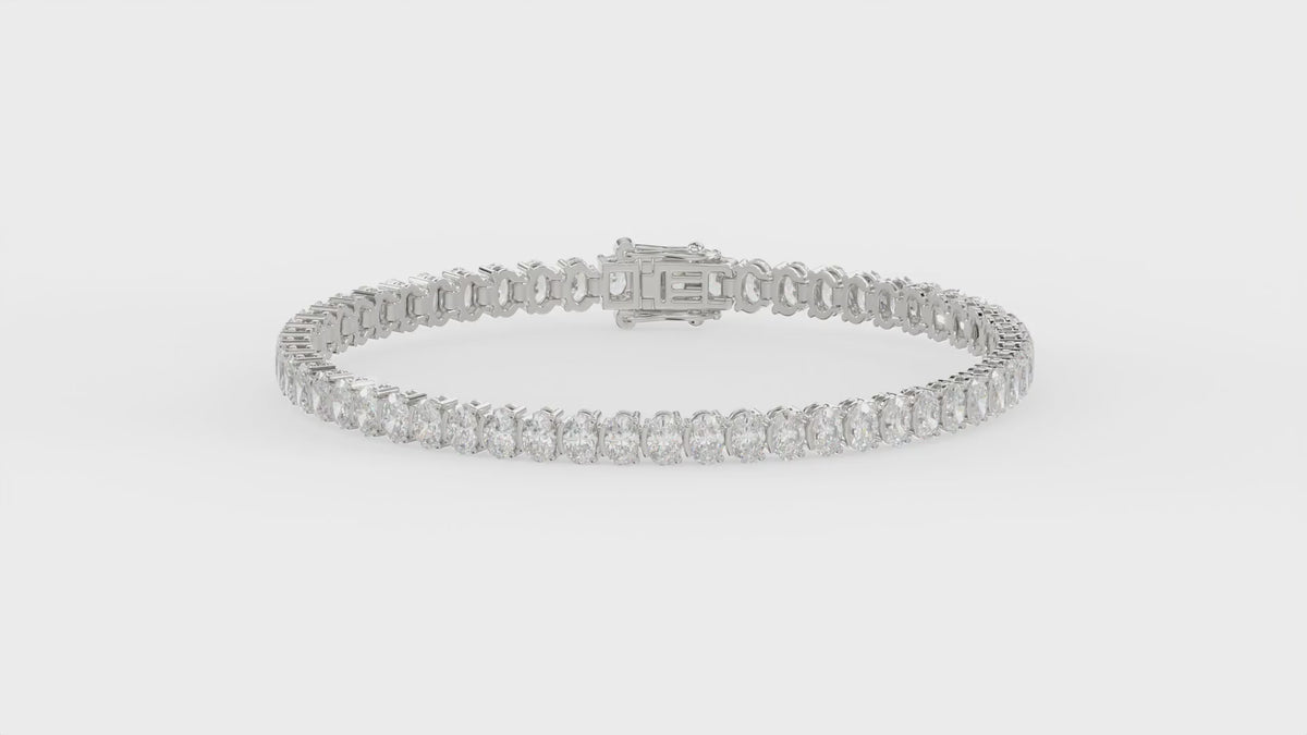 Classic 2 Prong Oval Diamond Tennis Bracelet approx. 7.1 ct, 10K White Gold, video