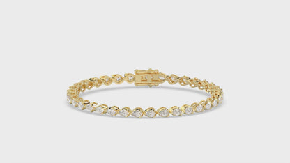 Classic 3 Prong Pear Diamond Tennis Bracelet approx. 3.5 ct, 10K Yellow Gold, video