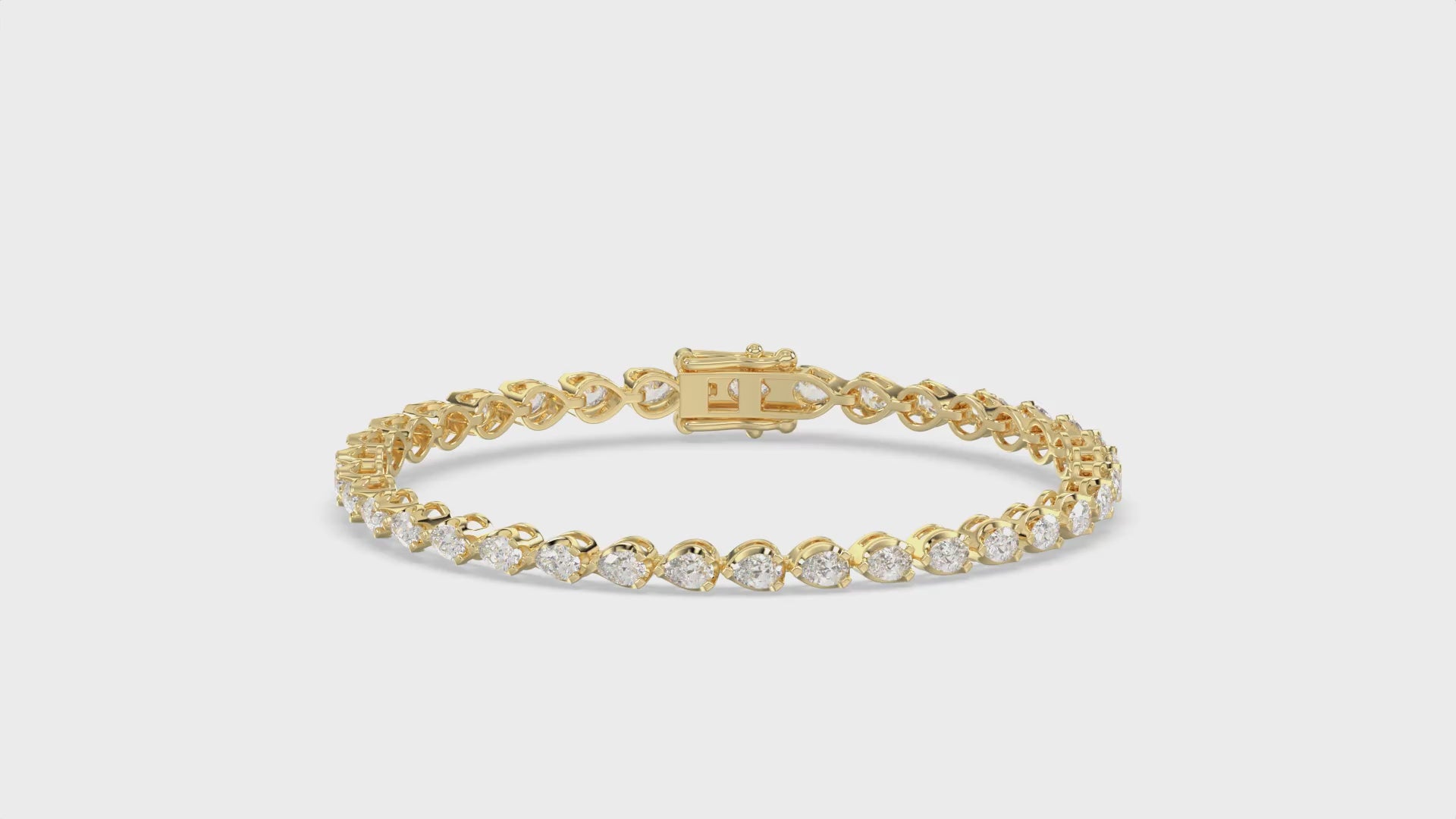 Classic 3 Prong Pear Diamond Tennis Bracelet approx. 3.5 ct, 10K Yellow Gold, video