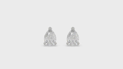 3-Prong Basket Pear Diamond Stud Earrings 1.5 ct, 10K White Gold, video