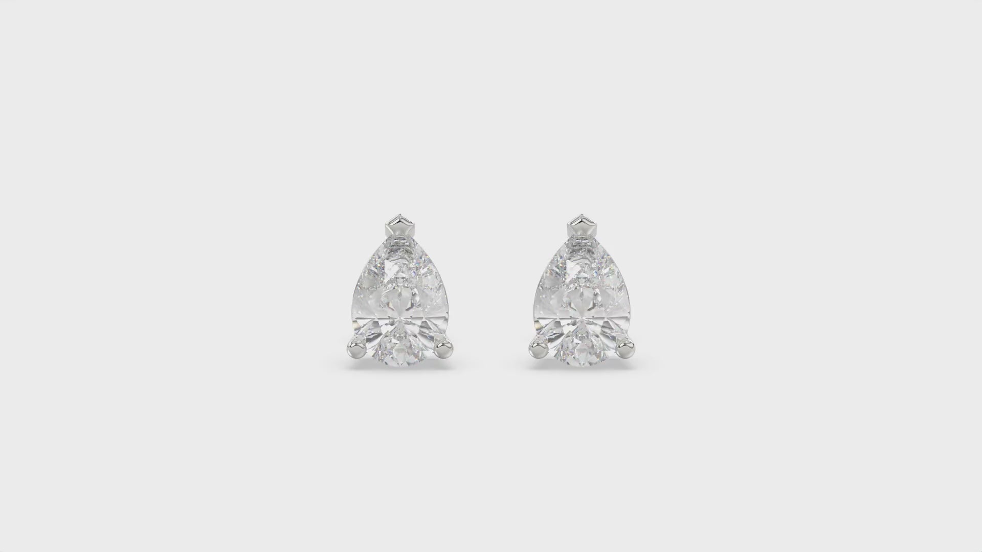 3-Prong Basket Pear Diamond Stud Earrings 1.5 ct, 10K White Gold, video