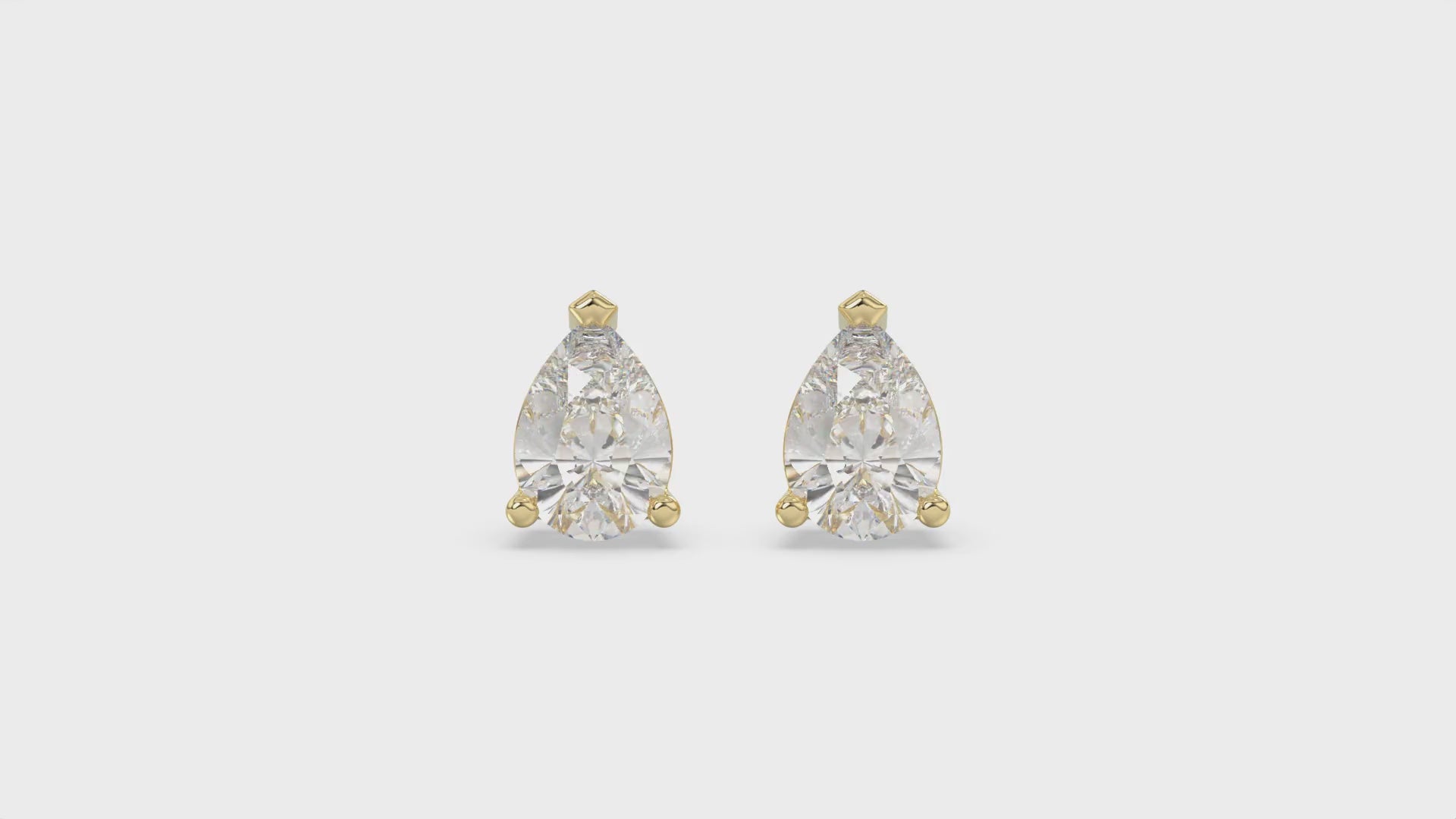 3-Prong Basket Pear Diamond Stud Earrings 2.5 ct, 10K Yellow Gold, video