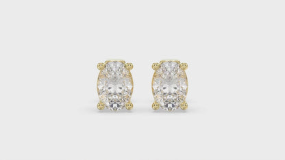 4-Prong Basket Oval Diamond Stud Earrings 2 ct, 10K Yellow Gold, video