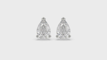 3-Prong Basket Pear Diamond Stud Earrings 4 ct, 10K White Gold, video