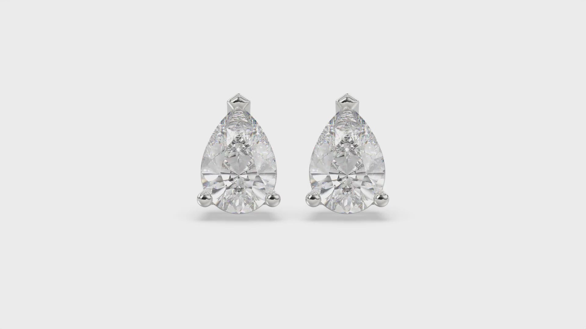 3-Prong Basket Pear Diamond Stud Earrings 4 ct, 10K White Gold, video