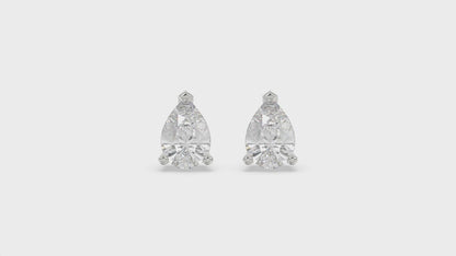 3-Prong Basket Pear Diamond Stud Earrings 2.5 ct, 10K White Gold, video