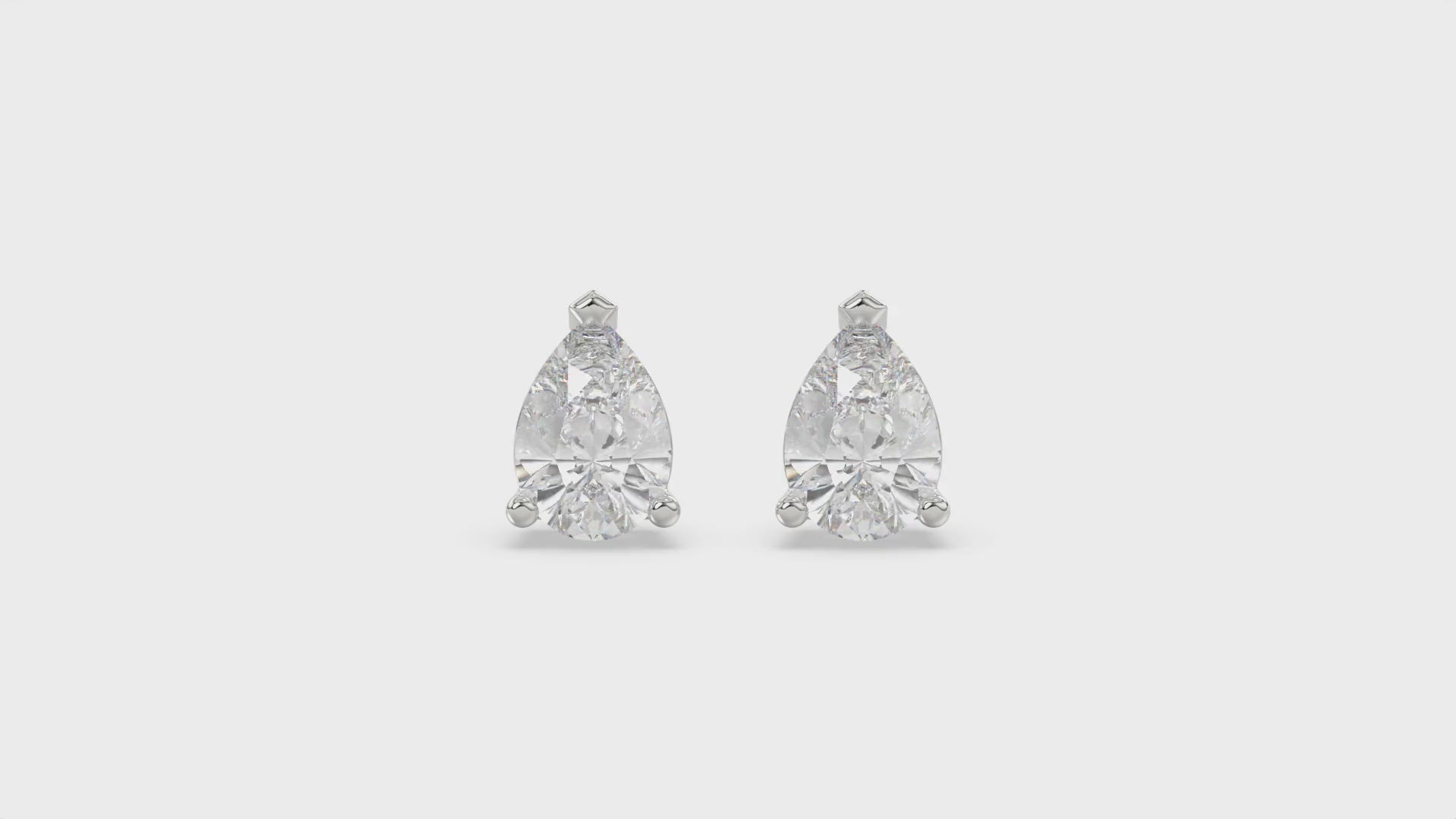 3-Prong Basket Pear Diamond Stud Earrings 2.5 ct, 10K White Gold, video