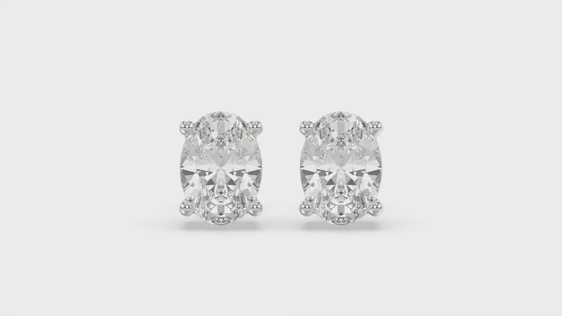4-Prong Basket Oval Diamond Stud Earrings 2.5 ct, 10K White Gold, video