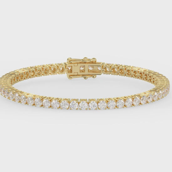 Classic 4 Prong Diamond Tennis Bracelet approx. 5 ct, 10K Yellow Gold, video