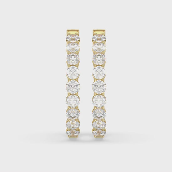 Inside-Out Round Diamond Hoop Earrings 7 ct, 10K Yellow Gold, video