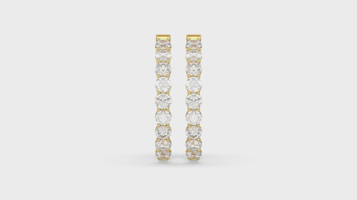 Inside-Out Round Diamond Hoop Earrings 7 ct, 10K Yellow Gold, video