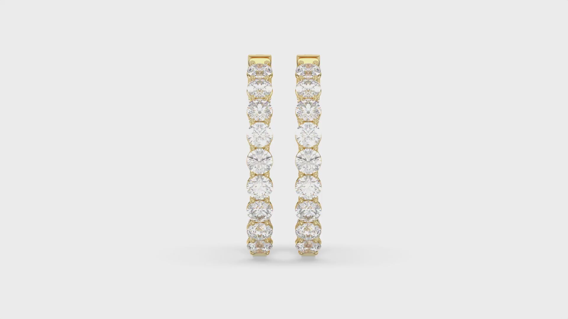 Inside-Out Round Diamond Hoop Earrings 7 ct, 10K Yellow Gold, video